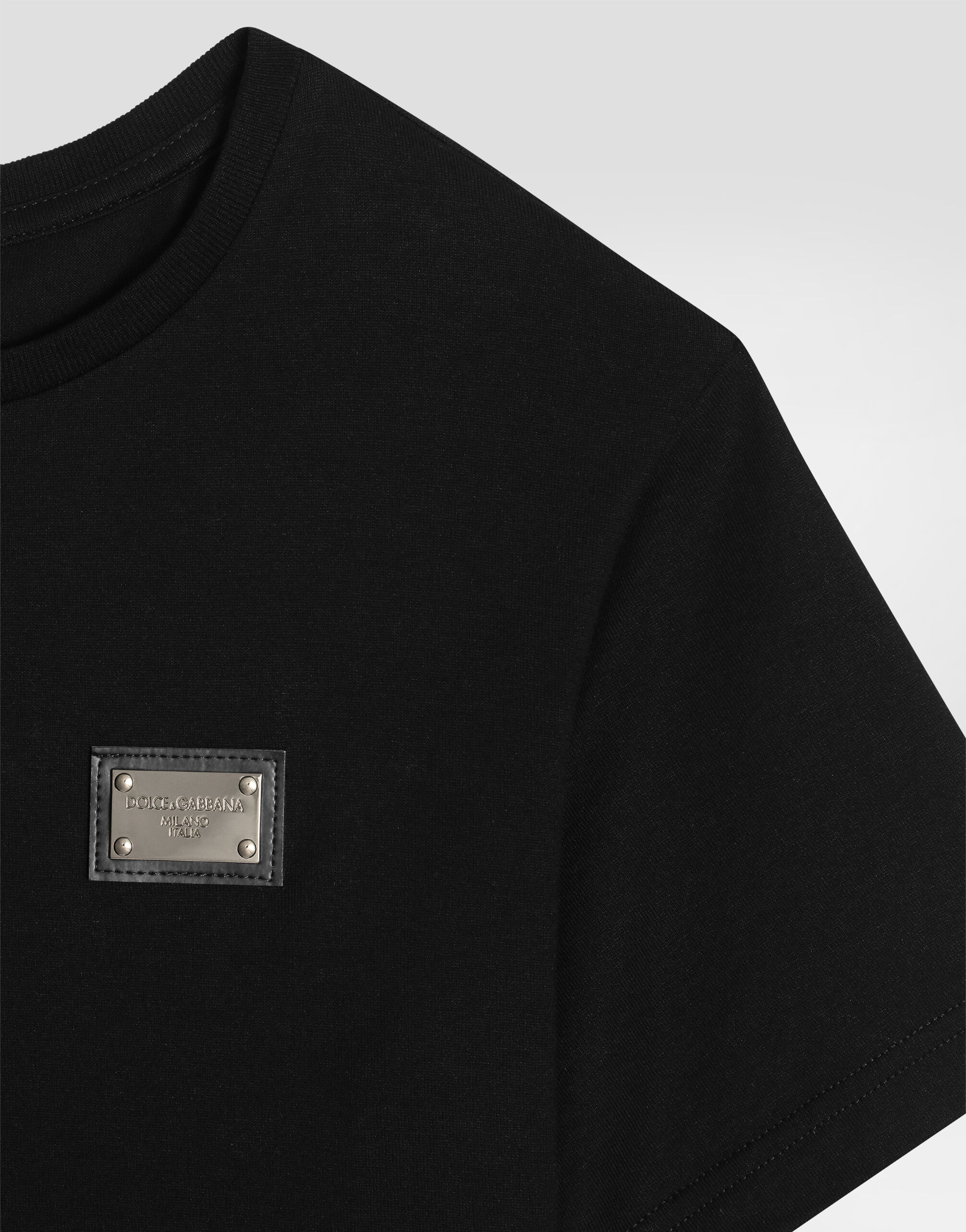 ブラックのボーイズ OversizedJerseyt-shirt with logo plaque