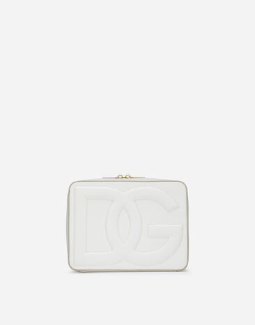 Dolce & Gabbana حقيبة كاميرا متوسطة من جلد عجل بشعار وردي BB7287AS204