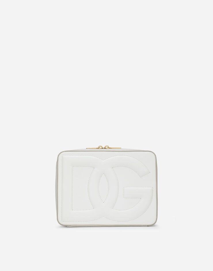 Dolce & Gabbana Bolso bandolera mediano en piel de becerro DG Logo Blanco BB7290AW576