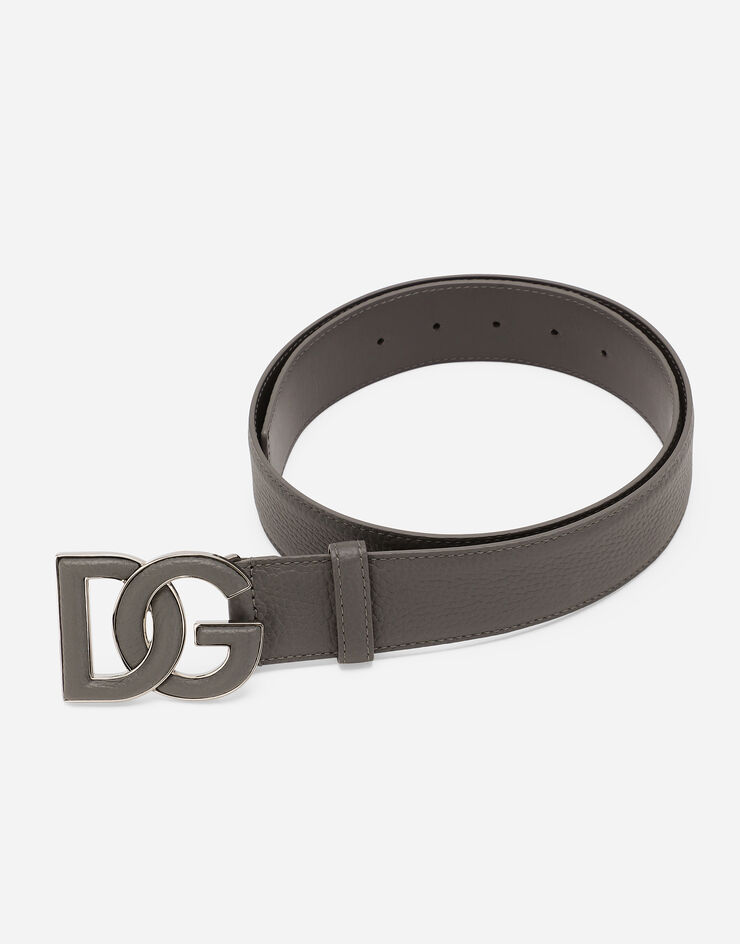 Dolce & Gabbana Deerskin-print calfskin belt with logo print Grey BC4675AT489