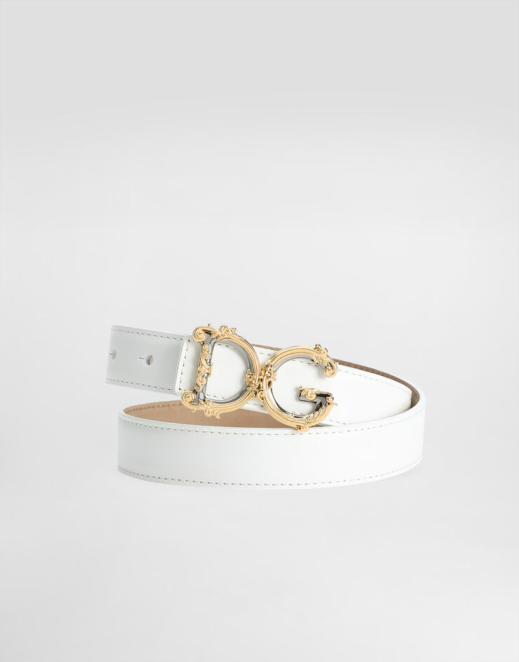 Dolce & Gabbana Cinturón de becerro con logotipo Blanco BE1348AZ831