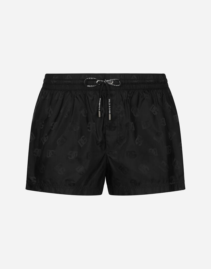 Dolce & Gabbana Short swim trunks with jacquard DG Monogram Black M4A06TONN57