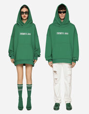 Dolce&Gabbana Oversize cotton jersey hoodie with DGVIB3 print White F8U44ZGDBZR