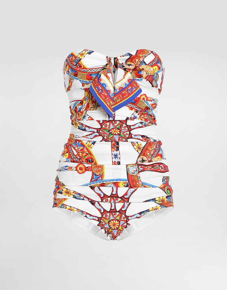 Dolce & Gabbana Carretto-print charmeuse top Multicolor F7BR9TIS136