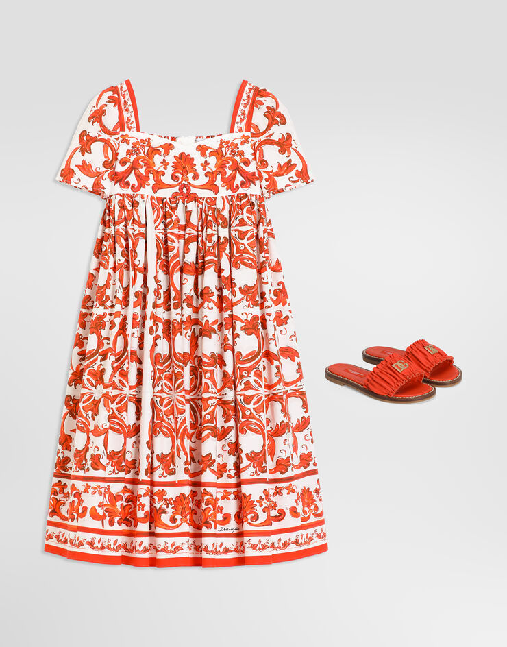 Dolce & Gabbana Vestido en popelín con estampado de mayólica Dolce & Gabbana Vestido en popelín con estampado de mayólica Multicolor L54DH3G7P4N