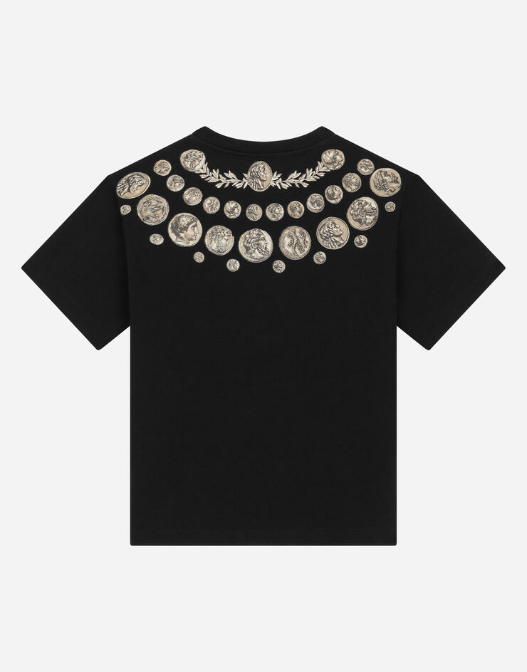 DolceGabbanaSpa Camiseta de manga corta en punto con estampado Monete Negro L4JTEYG7J8H