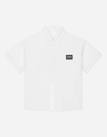 Dolce & Gabbana Poplin shirt with logo tag Multicolor L44S21LDC87