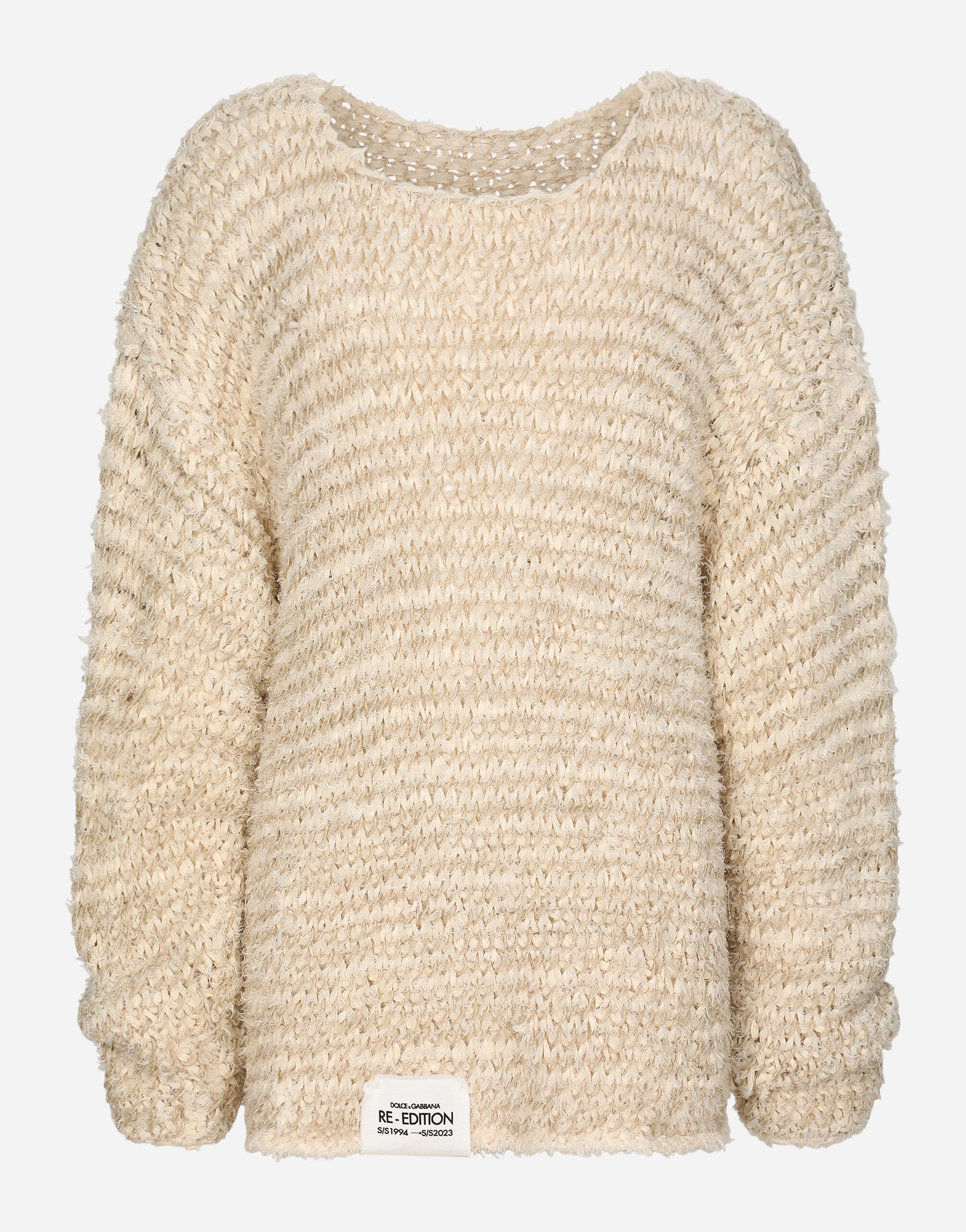 Dolce & Gabbana Round-neck cotton and linen sweater Multicolor GV1CXTFU4KJ