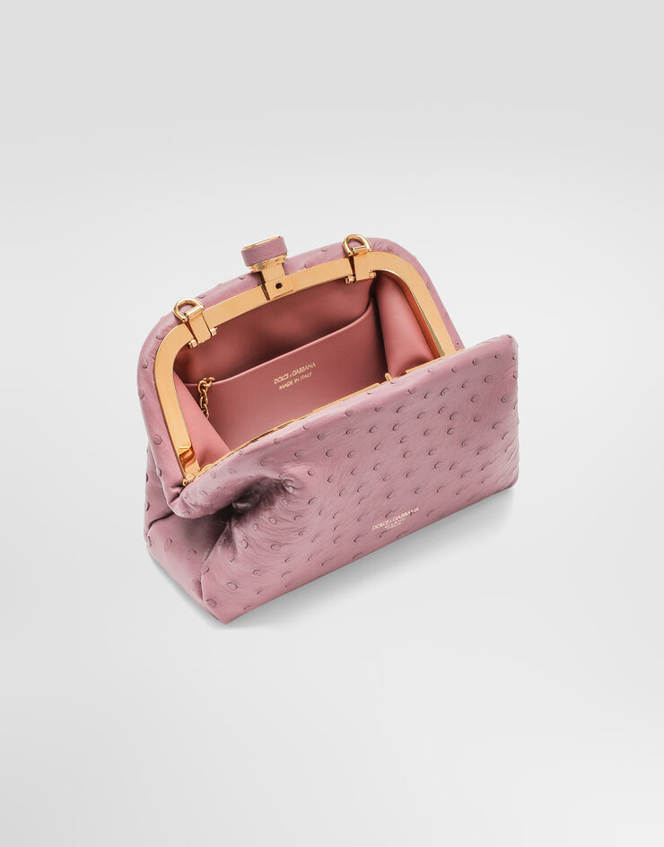 Dolce & Gabbana حقيبة يد Grandma Mini من جلد نعام وردي BB7993B8G31