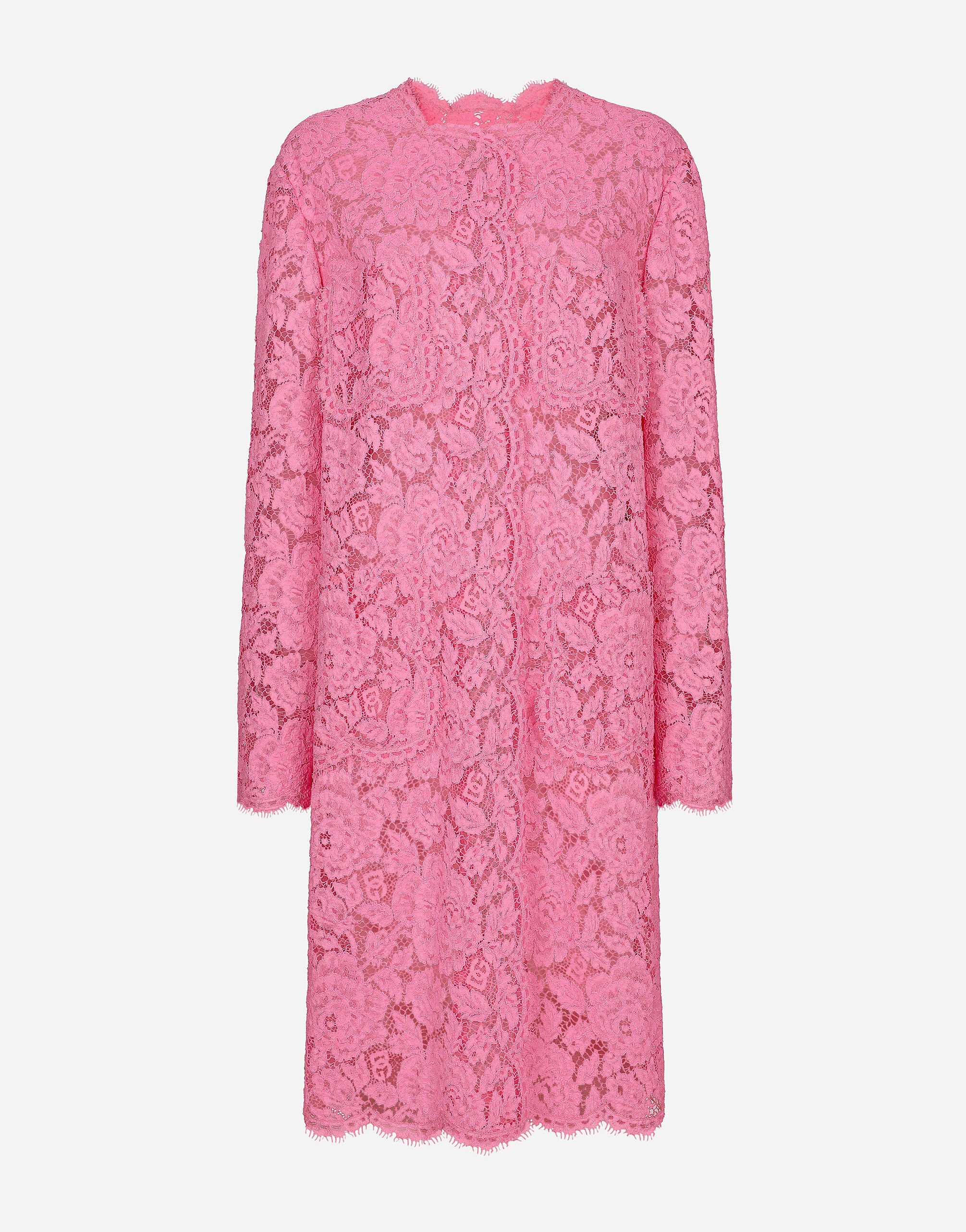 Dolce & Gabbana Abrigo de encaje cordonetto floral con logotipo Rosa F79DATFMMHN