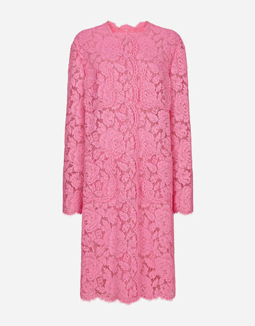 Dolce & Gabbana Branded floral cordonetto lace coat Pink F79DATFMMHN