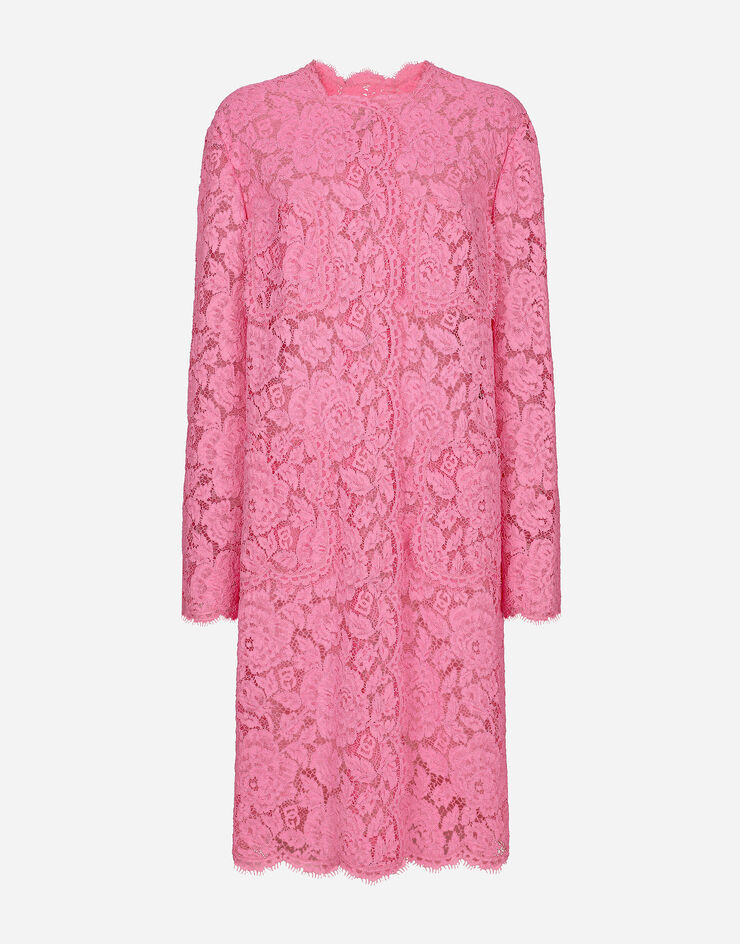 Dolce & Gabbana Abrigo de encaje cordonetto floral con logotipo Rosa F0C3STHLM7L
