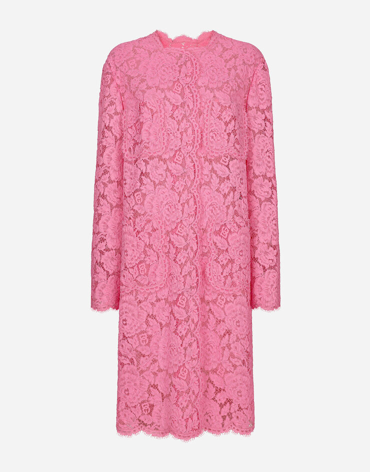 Dolce & Gabbana Branded floral cordonetto lace coat Pink F0C3STHLM7L