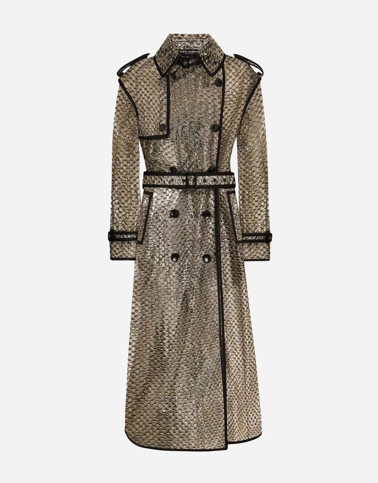 Dolce & Gabbana PVC-bonded lurex mesh trench coat Multicolore F0D1HTFIM30