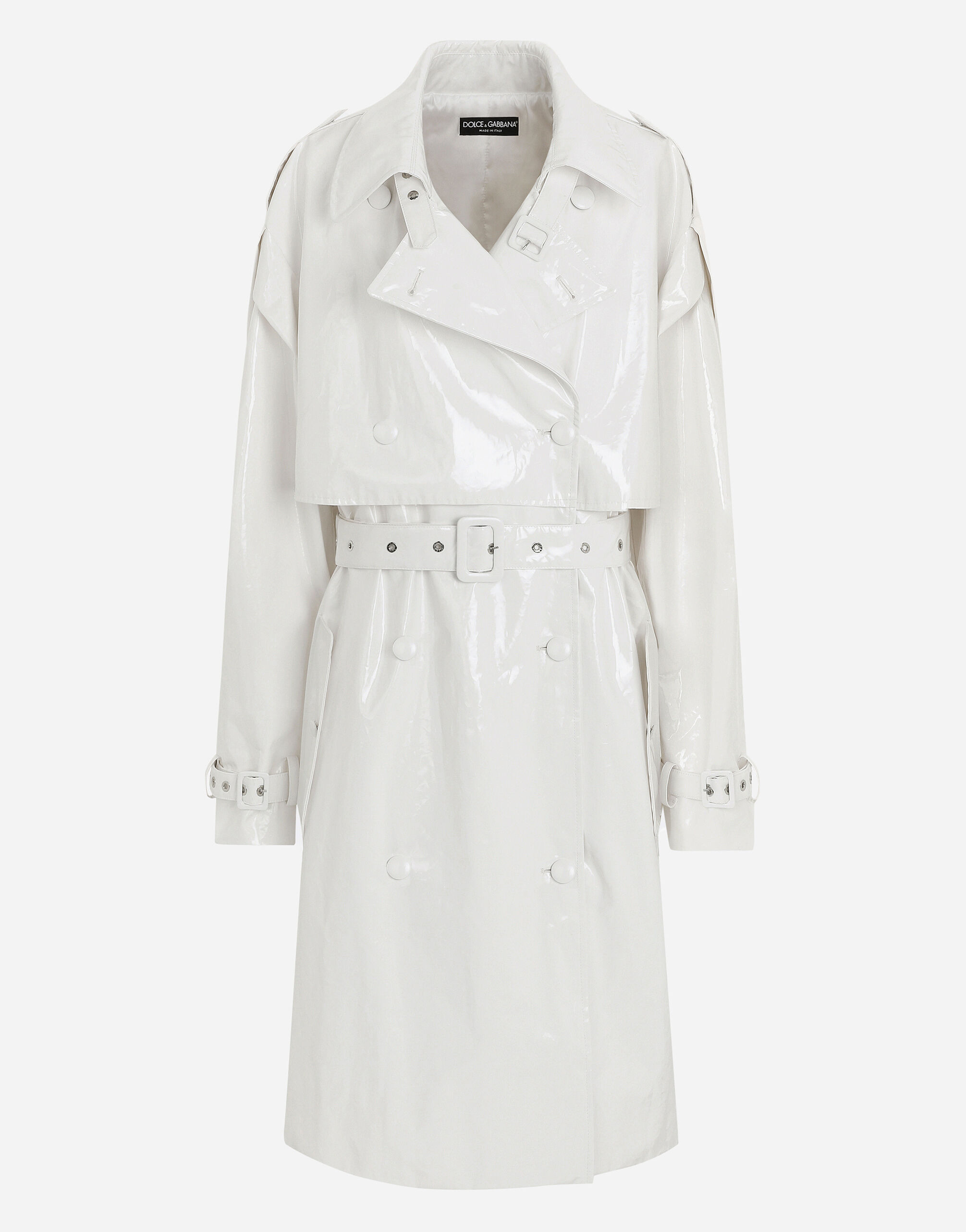 Dolce & Gabbana Trench en coton enduit Noir F0D1OTFUMG9