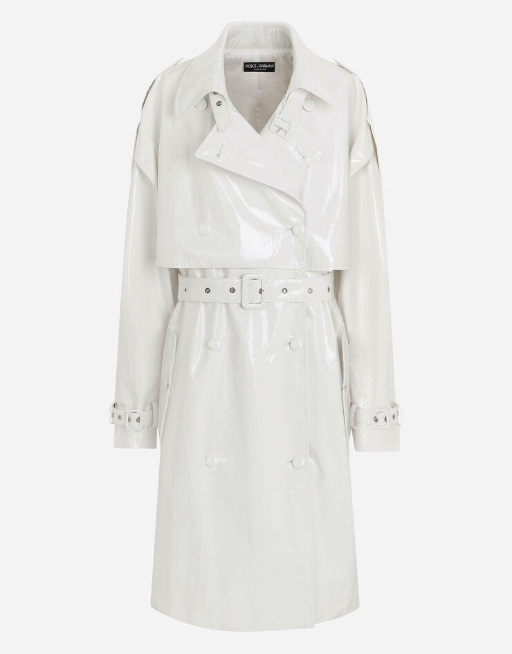 Dolce & Gabbana Trenchcoat aus beschichteter Baumwolle White F0D1QTFU600