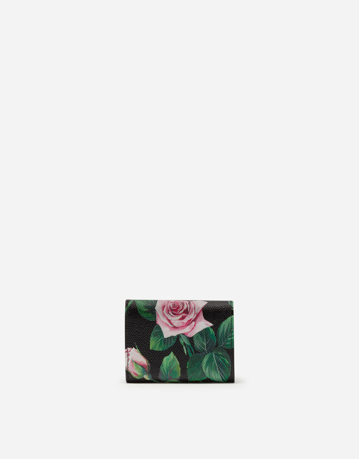 Dolce & Gabbana SMALL DAUPHINE CALFSKIN CONTINENTAL WALLET WITH TROPICAL ROSE PRINT FLORAL PRINT BI1048AJ757