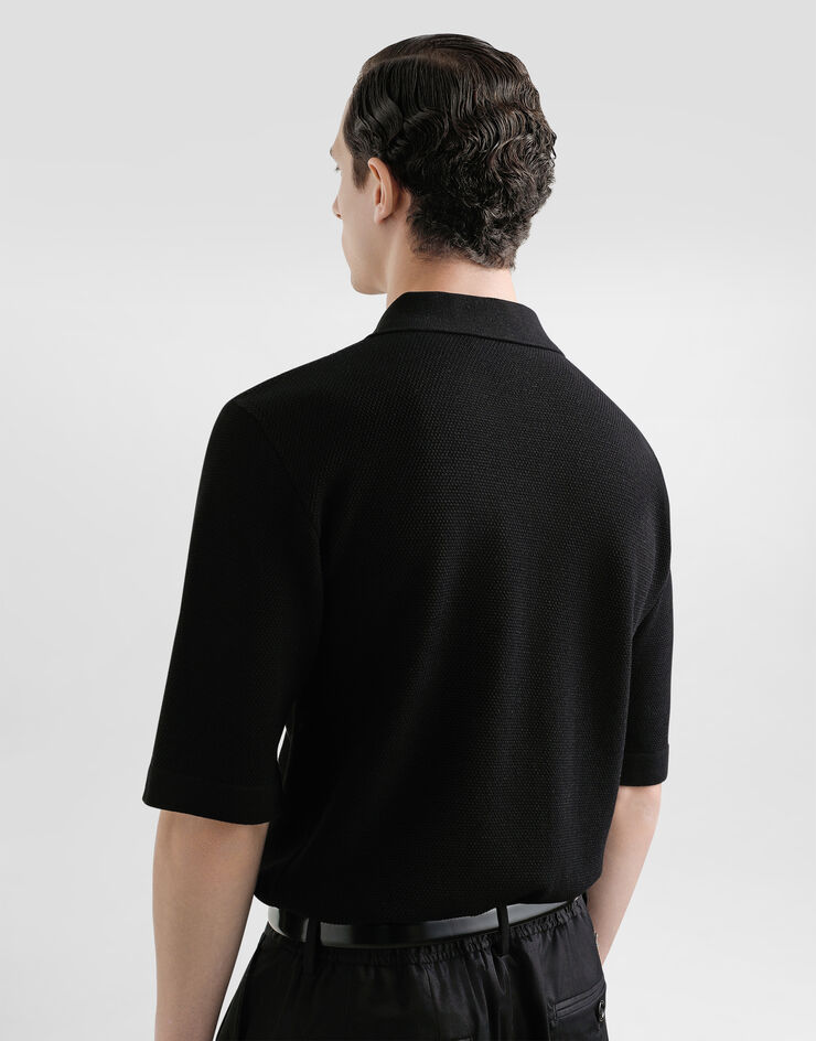 Dolce & Gabbana Baumwollhemd mit Plakette Schwarz GXV95TJBCF5