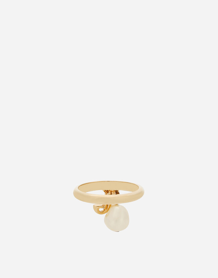 Dolce & Gabbana خاتم خطوبة بشعار DG وحليِات لآلئ ذهبي WRQ6C2W1111
