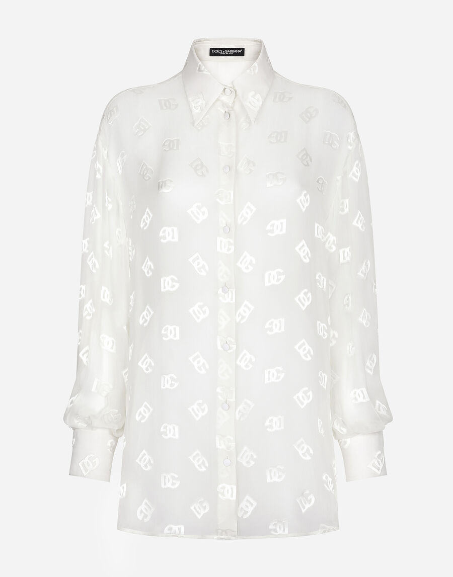 Dévoré silk shirt with DG logo