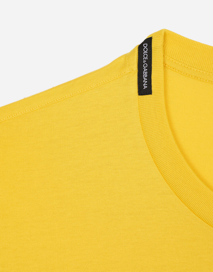 Dolce&Gabbana Cotton T-shirt with branded tag Yellow G8PT1TG7JV9