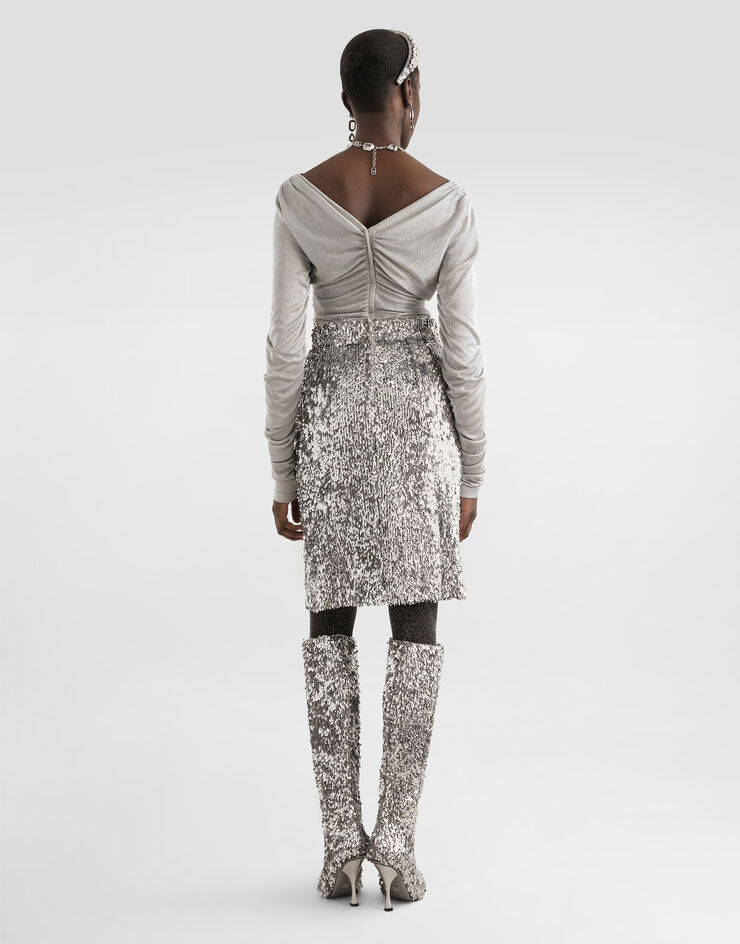 Dolce & Gabbana Lined sequin skirt Dolce & Gabbana Lined sequin skirt Silver F4DAITFLSMC