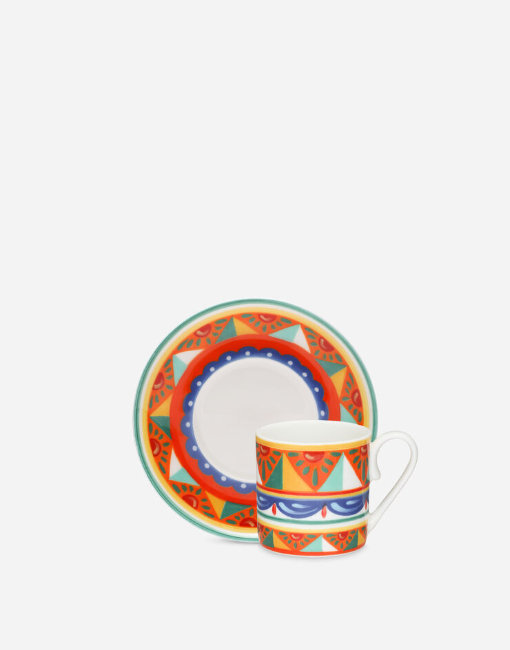 Dolce & Gabbana Taza de café con platillo de porcelana fina Multicolor TC0S01TCA01