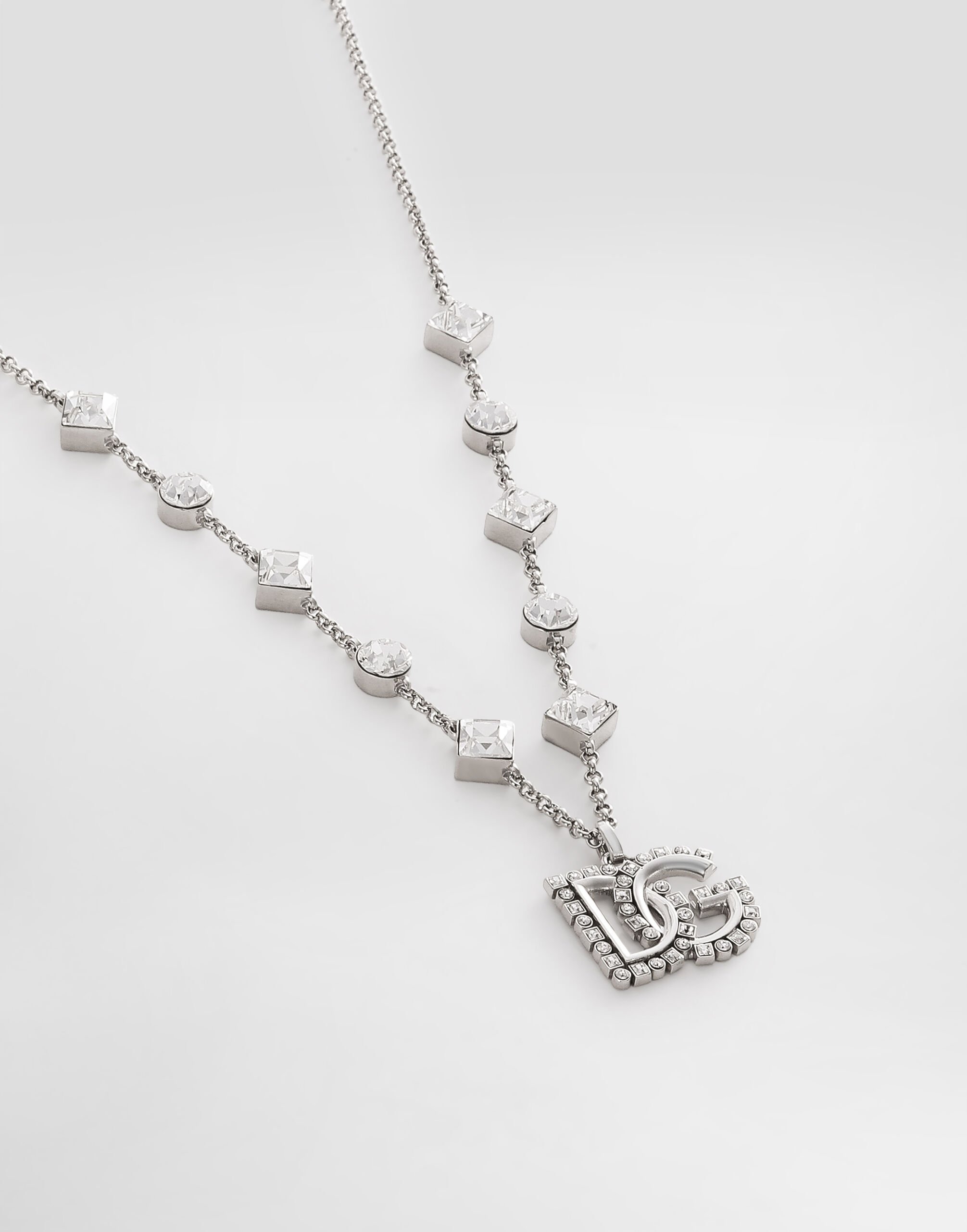 Fine link necklace with rhinestone-detailed DG logo and