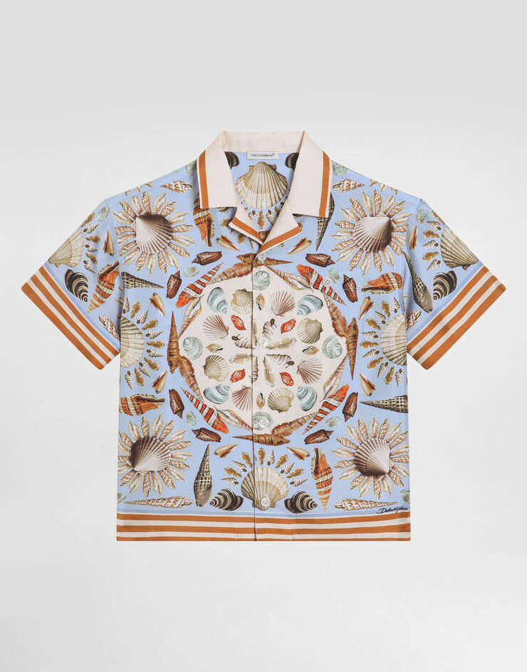 Dolce & Gabbana Shell-print short-sleeved twill shirt Multicolor L43S81HI1ZB