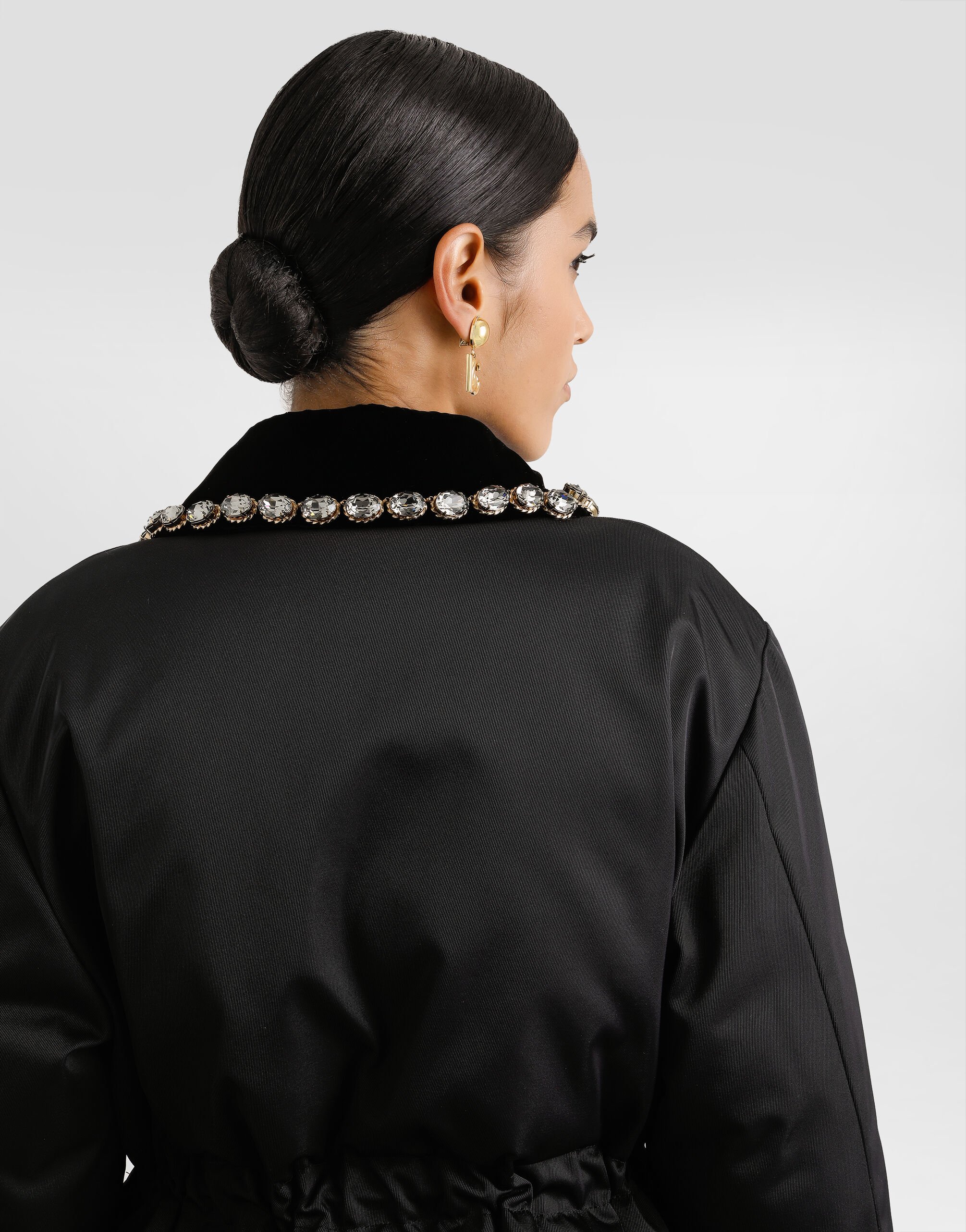 Nylon jacket with embossed logo in Black for Women | Dolce&Gabbana®