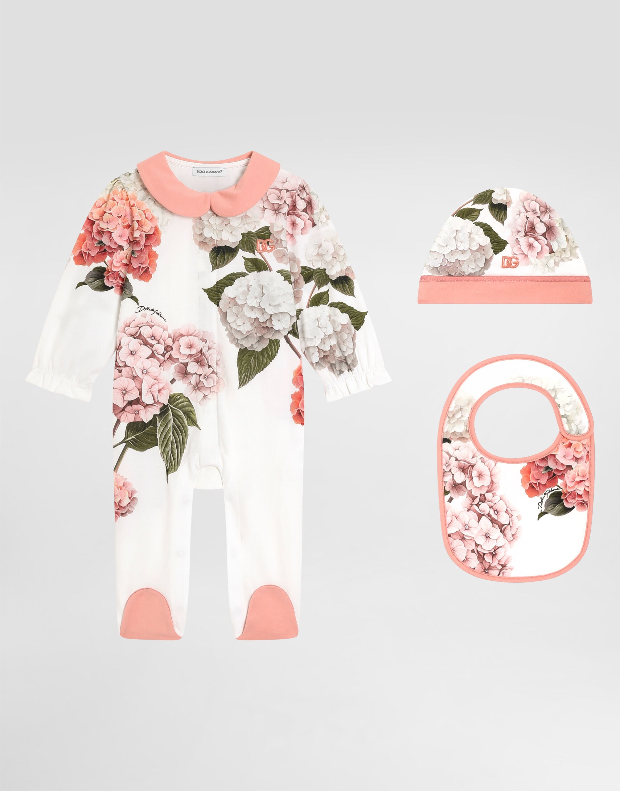 Hydrangea-print 3-piece gift set in smooth jersey in Multicolor