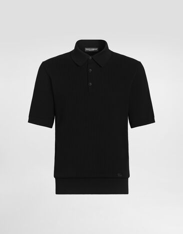 Dolce & Gabbana قميص بولو من قطن بمضلعات دقيقة Black GXZBJZJBCJC