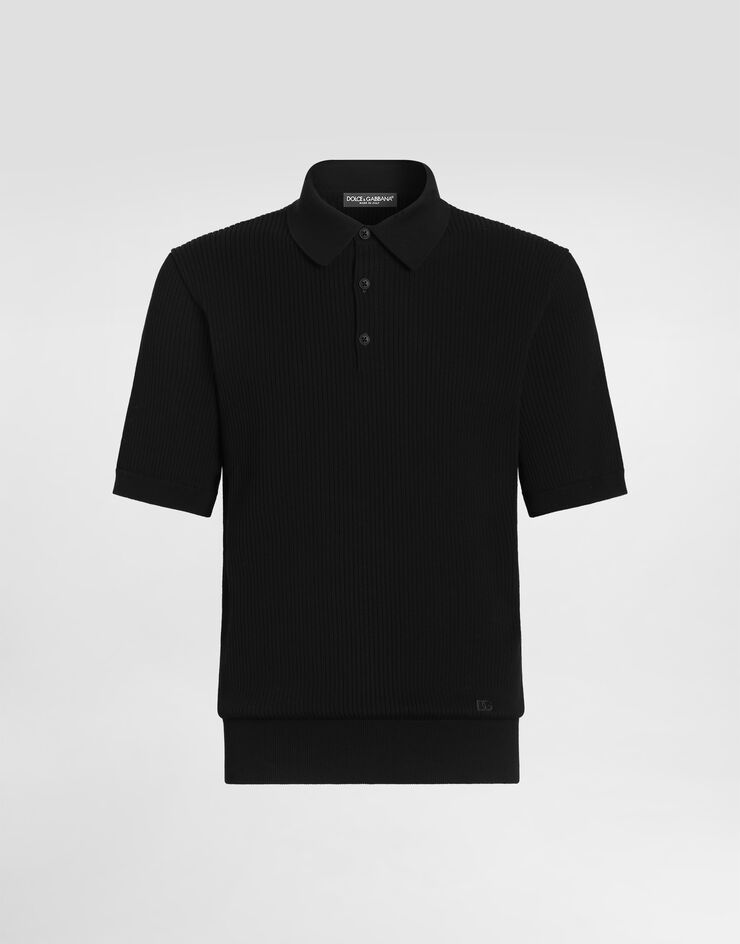 Dolce & Gabbana قميص بولو من قطن بمضلعات دقيقة Black GXZBJZJBCJC