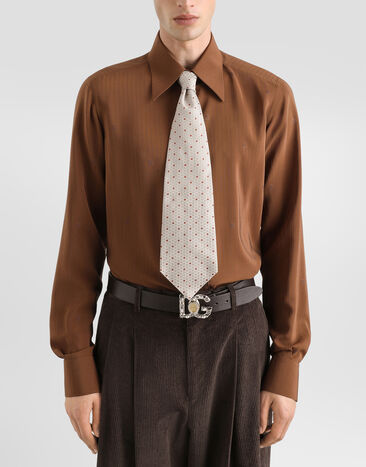 Dolce & Gabbana Polka dot jacquard tie Beige GT160EG0JTG