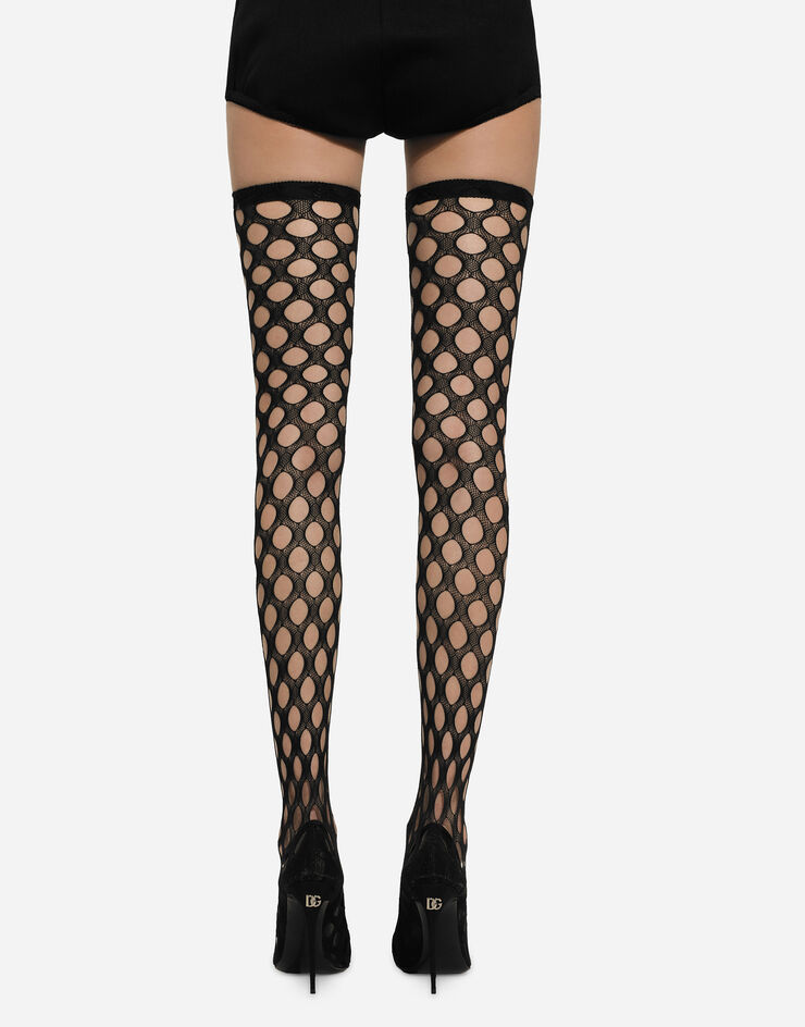 Dolce & Gabbana Stretch mesh thigh-high boots Black CU1113AU041