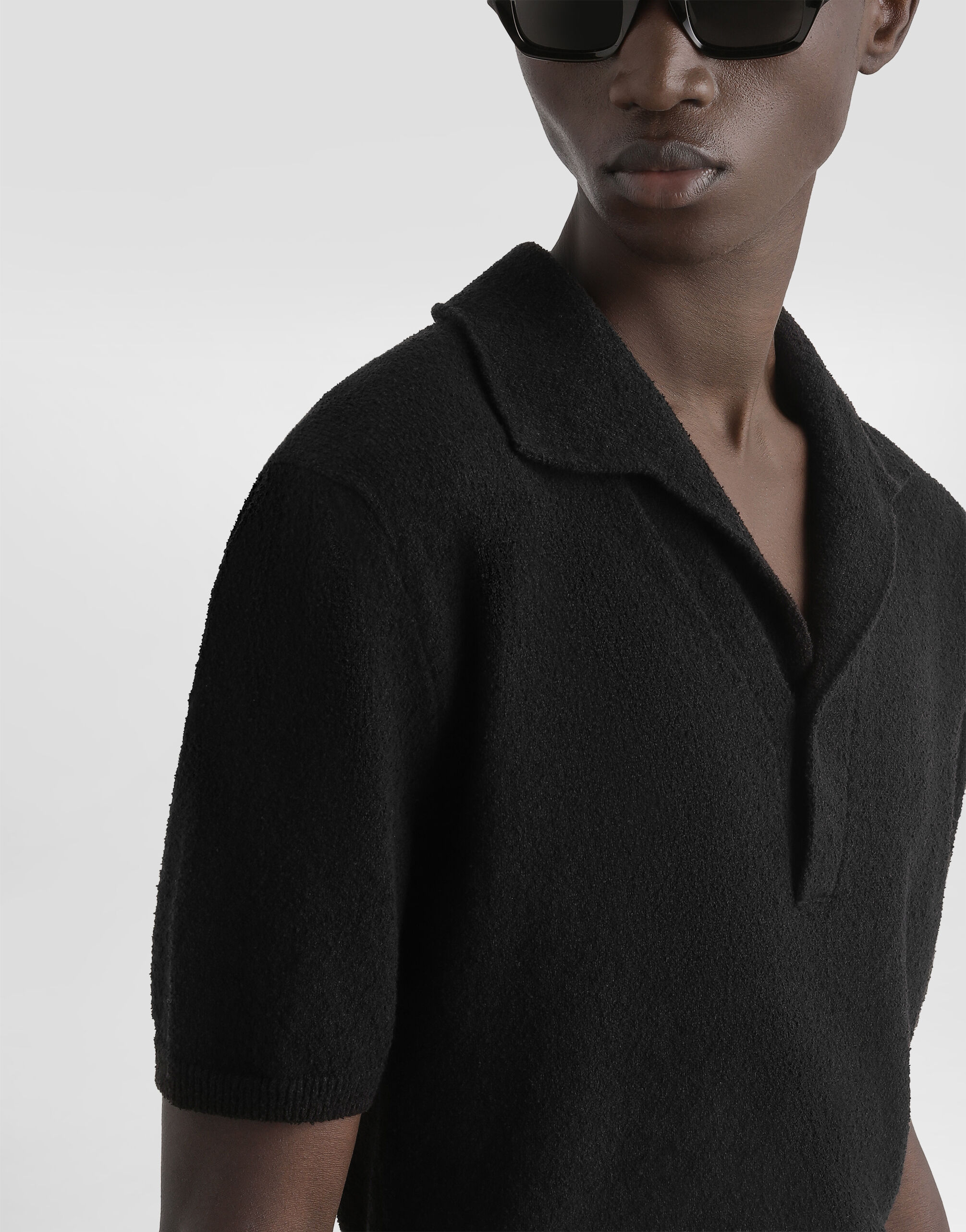 DOLCE & GABBANA ブラックポロシャツ Blackのメンズ コットンブレンド ポロシャツ | Dolce&Gabbana®