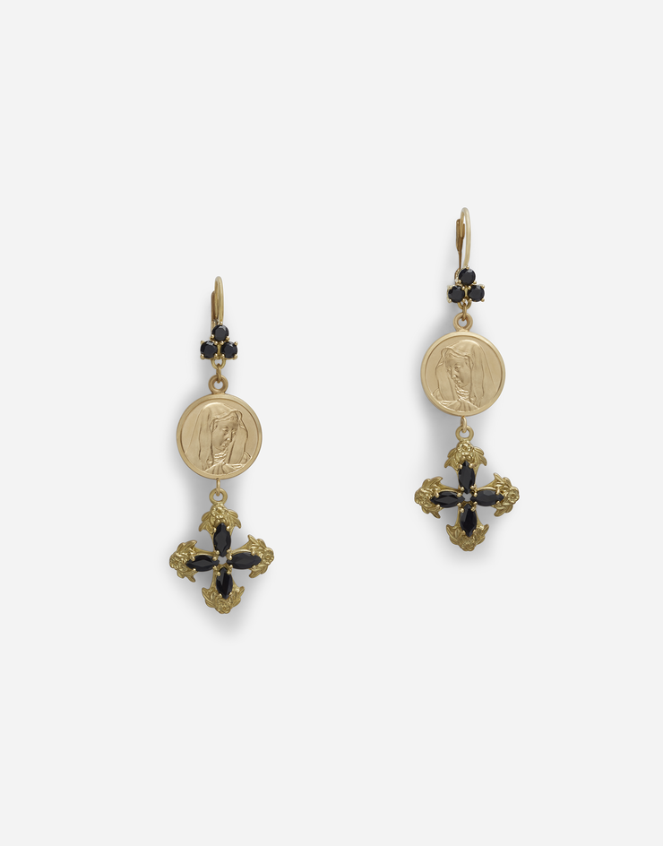 Dolce & Gabbana Pendientes con colgante de zafiros Dorado/Negro WEDS4GWSLE1