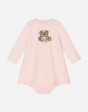 Dolce & Gabbana Vestido midi de interlock con estampado Logomania Imprima L23DI5FI5JW