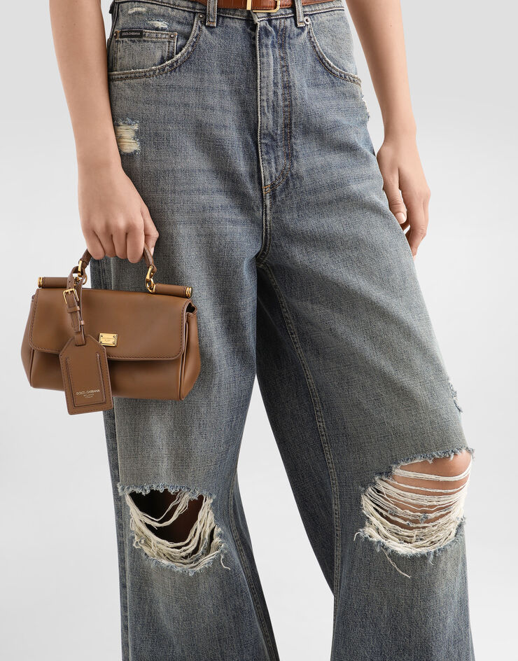 Dolce & Gabbana Mini My Sicily handbag in plongé calfskin Brown BB7864B7321