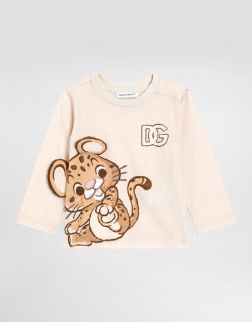 Dolce & Gabbana Jerseyt-shirt with leopard print Multicolor L1JT7MII7IQ