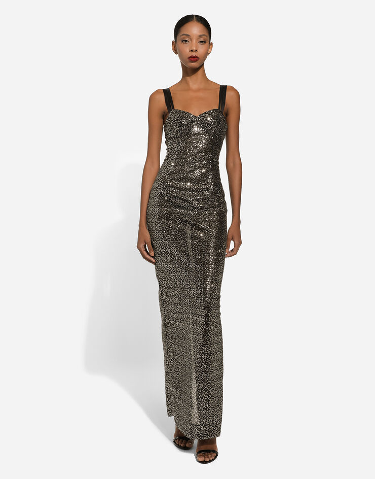 Dolce & Gabbana Long sequined corset dress Black F6DFWTFLSFG