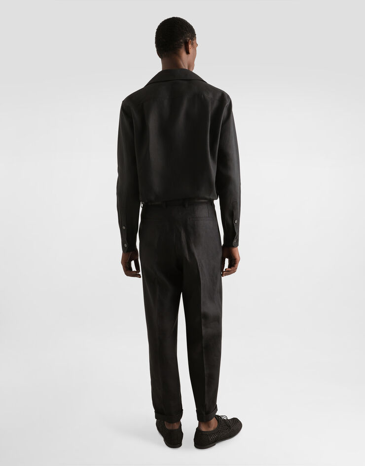 Dolce & Gabbana 亚麻长袖衬衫 黑 G5MW6TFU4JB