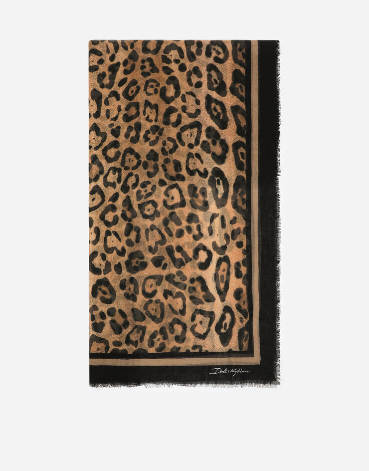 Dolce & Gabbana Sciarpa in cashmere e seta stampa leopardo Multicolore IF678WG7BQA