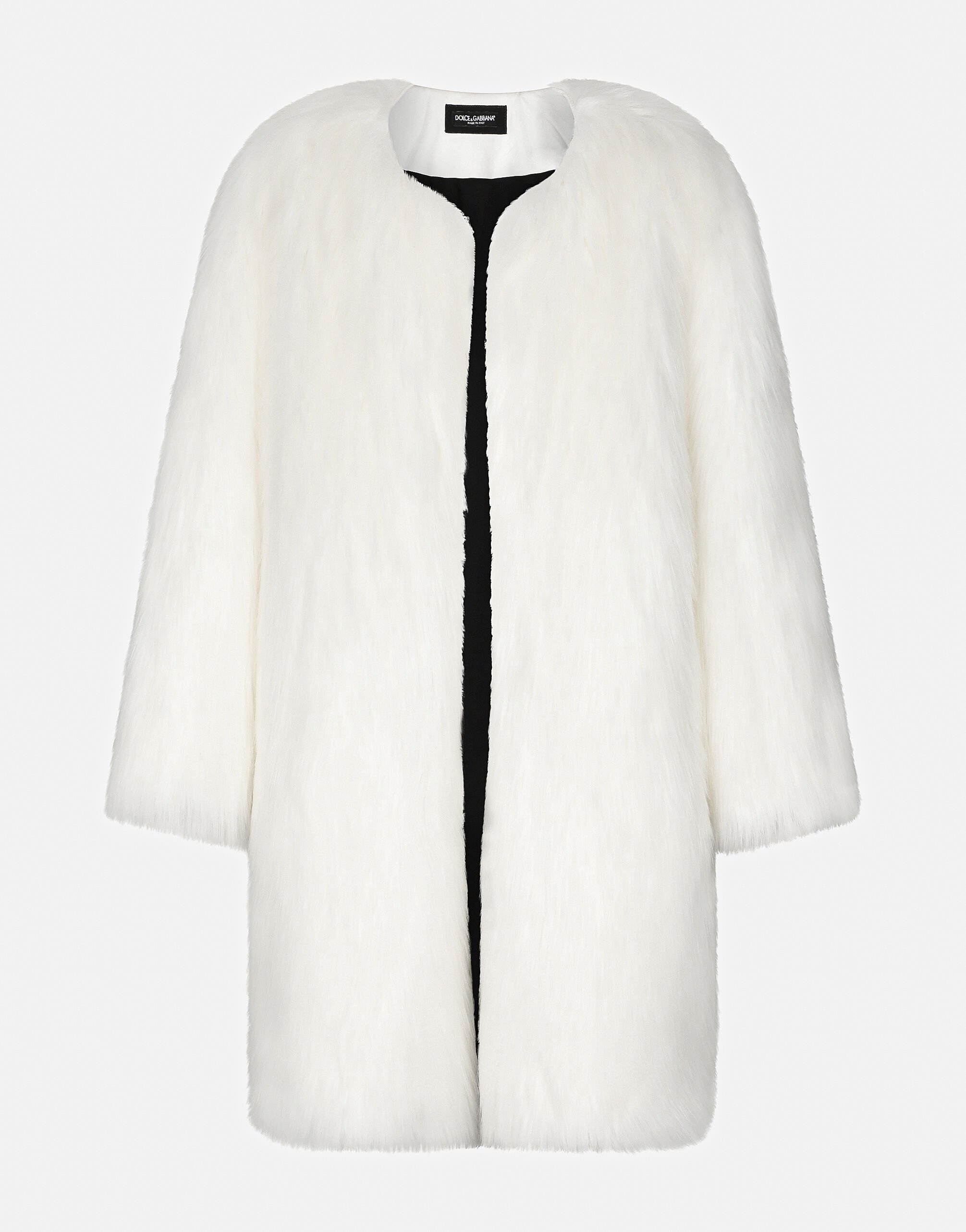 Dolce & Gabbana Single-breasted faux fur coat Multicolor GXM96TJCVA5