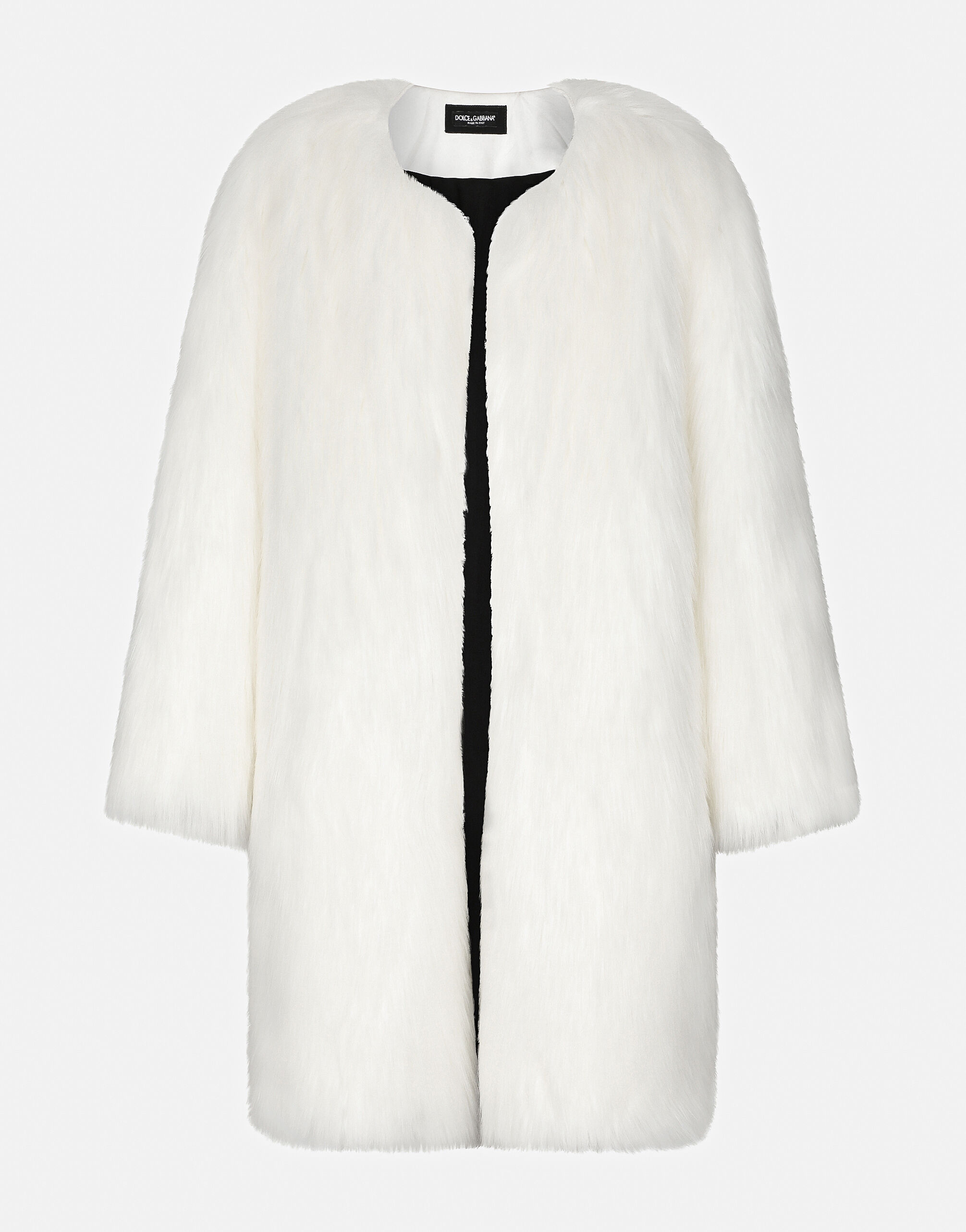 Dolce & Gabbana Single-breasted faux fur coat White G044UTFU1S4