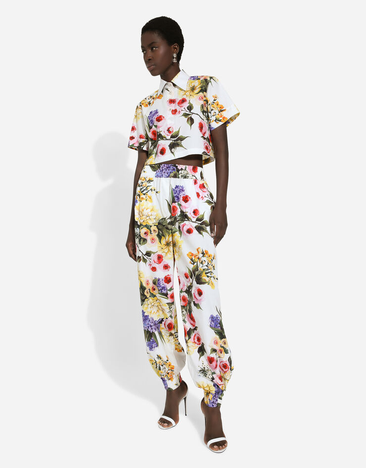 Dolce & Gabbana Kurze Bluse aus Baumwolle Gartenprint Print F5Q20THS5Q1