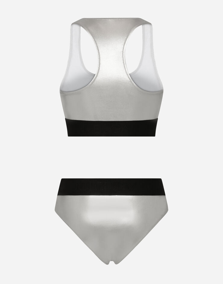 Dolce & Gabbana KIM DOLCE&GABBANA Foiled bikini with branded elastic Silver O8C07JFUSOZ