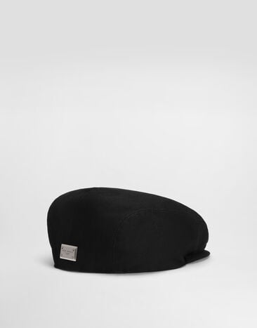 Dolce & Gabbana Gorra inglesa de algodón con placa con logotipo Negro GH587AGJ172