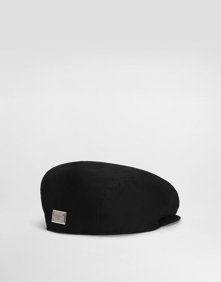 Dolce & Gabbana Cotton flat cap with logo tag Black GH587AGJ172