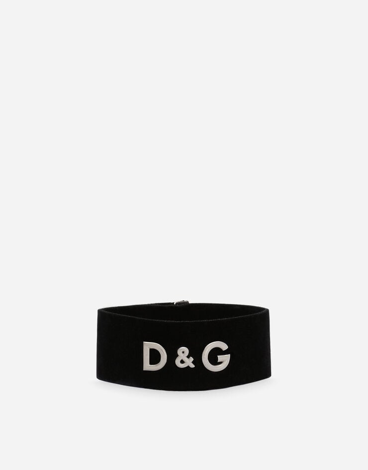 Dolce & Gabbana Velvet choker with metal D&G logo Black WNP4J1W1111